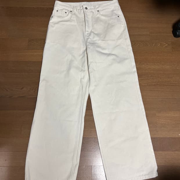 인템포무드 크림진 L 에센셜 와이드 코튼 팬츠 크림