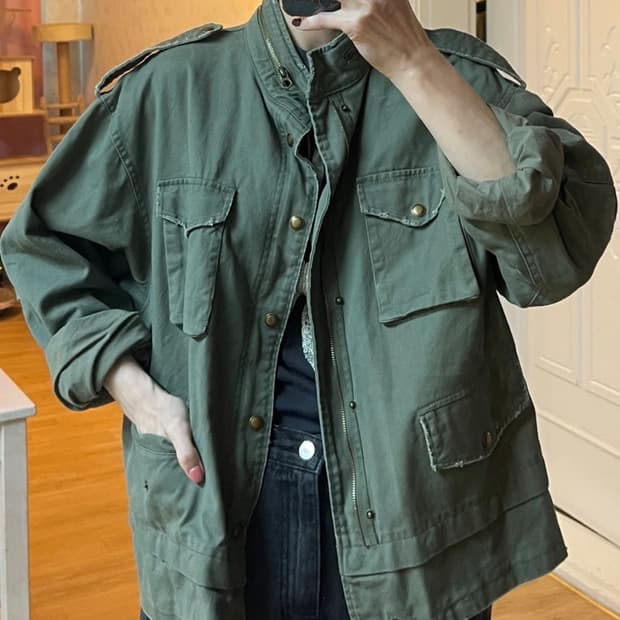 자라 Zara 베이직 오버핏카키 야상 자켓 /L