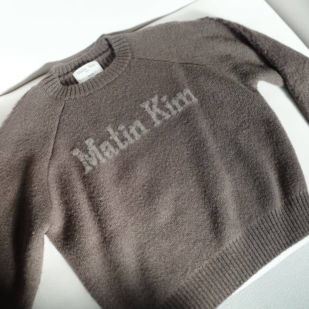 마뗑킴 Matin kim 로고 니트 브라운