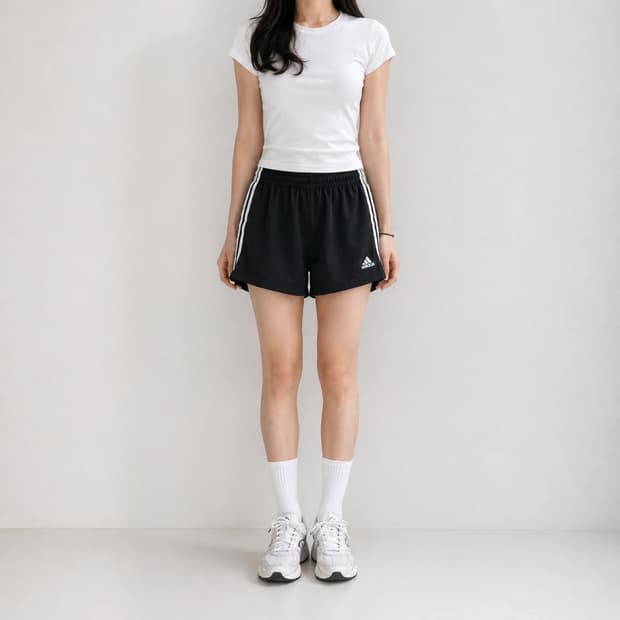 여30(L) 아디다스 기능성 밴딩 반바지 삼선 검흰