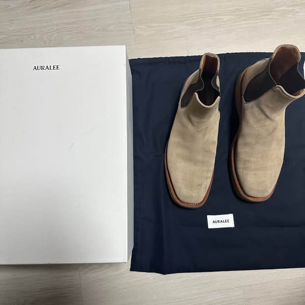 AURALEE 오라리 첼시 스웨이드 스퀘어토 부츠