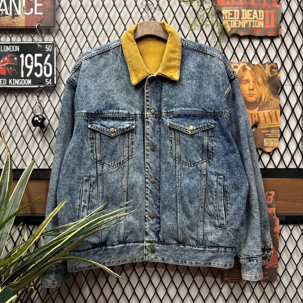 빈티지 리버시블 데님 코듀로이 트러커자켓 옐로우 중청