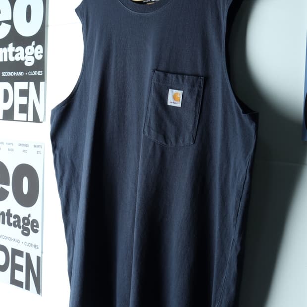 (2XL-4XL) 칼하트 반팔 티셔츠 USA 민소매 네이비-H35984