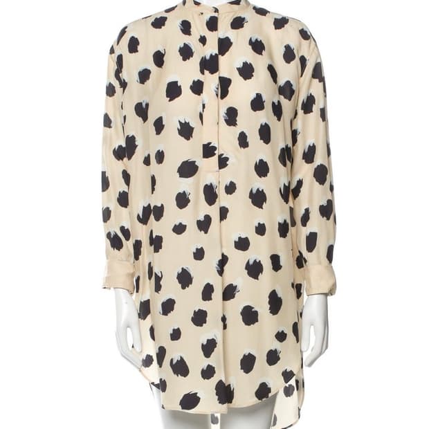 아크네 폴카 닷 프린트 롱 셔츠