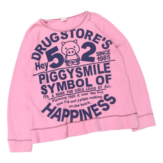 Drug Store's 드럭스토어 빈티지 피기 그래픽 핑크 맨투맨 (4)