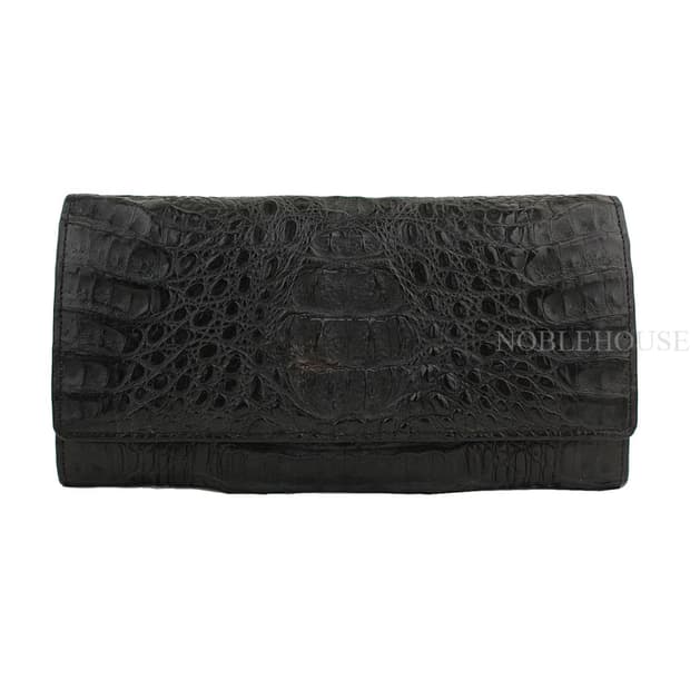 블랙 크로커다일 와니 금장 장지갑