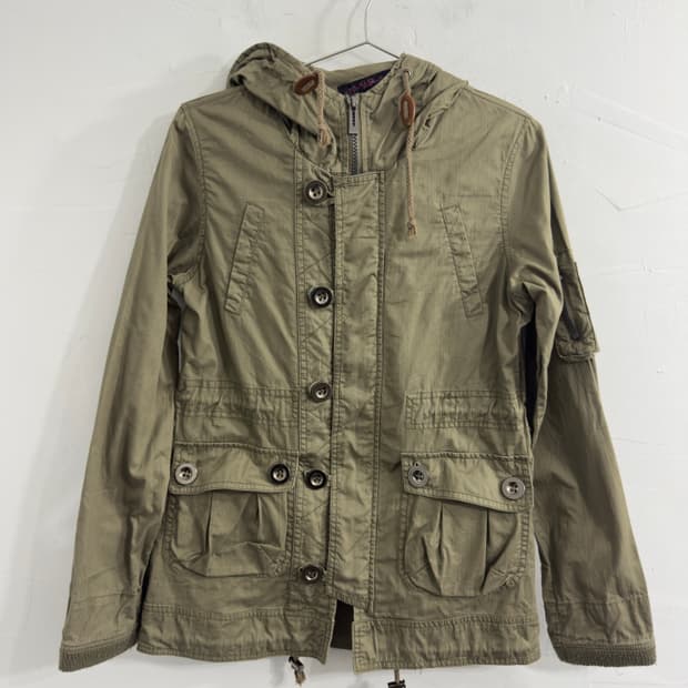 khaki hood twoway jacket