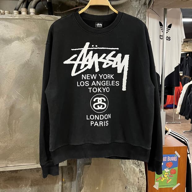 스투시 월드투어 기모 맨투맨 블랙 L #csz2188