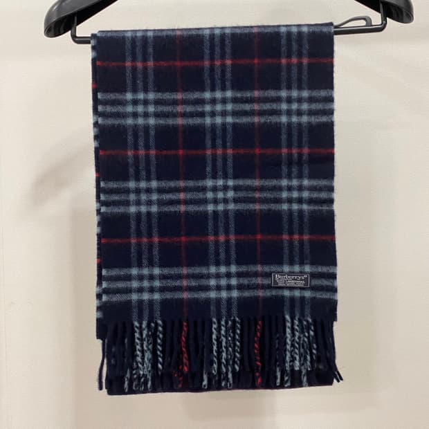 버버리 램스울 머플러 네이비