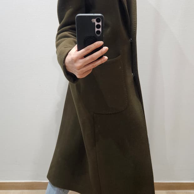 이태리 원단 캐시미어 혼방 롱코트. 카키브라운 (55)