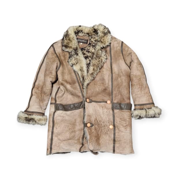 WOODAN 양털 무스탕 리얼레더 퍼 무스탕 빈티지 가죽코트