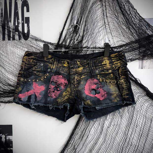 Punk painted stud shorts