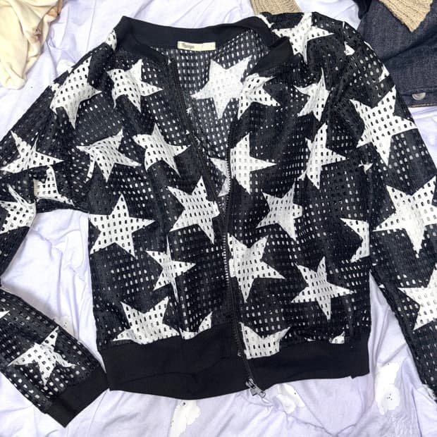 y2k 스타 별 매쉬 집업