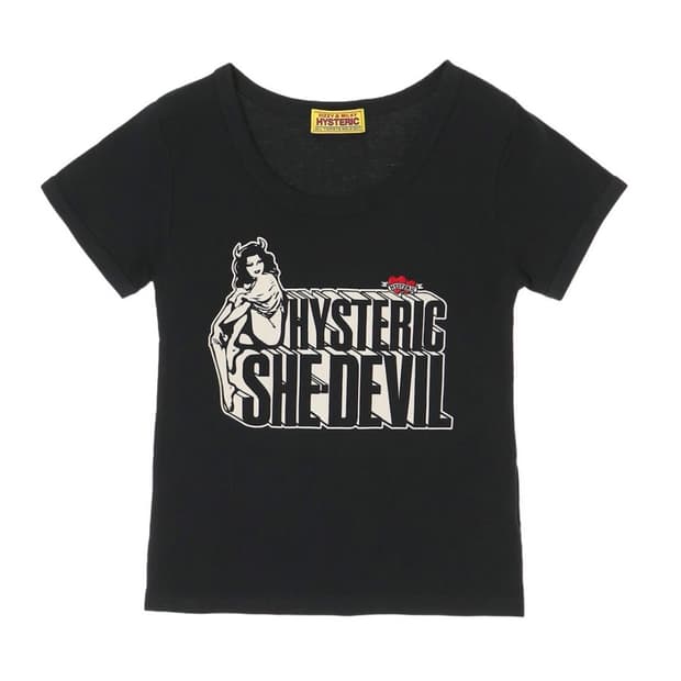 히스테릭 글래머 SHE 데빌 블랙 반팔 티셔츠