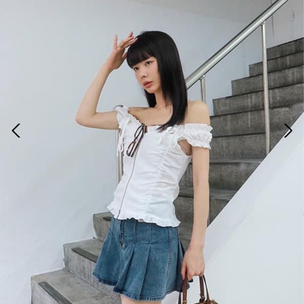 키르시 핀턱 데님 스커트 팬츠 [블루]