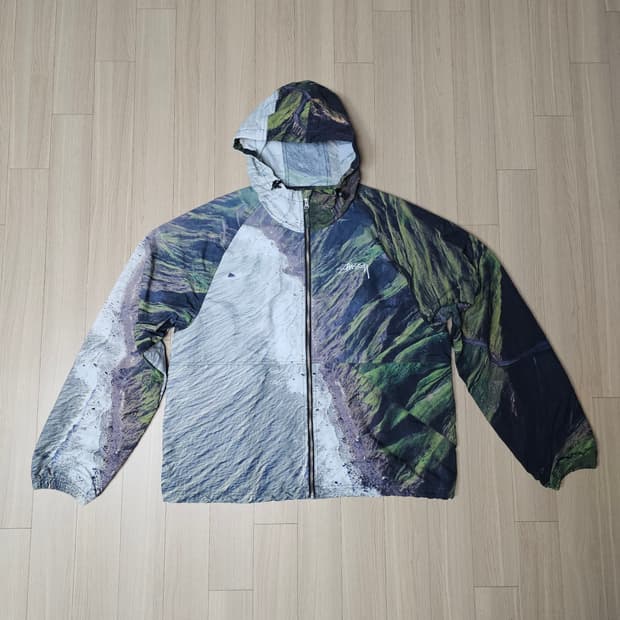 XL 2회착 스투시 코스트라인 비치 쉘 바람막이 자켓 멀티 105 110