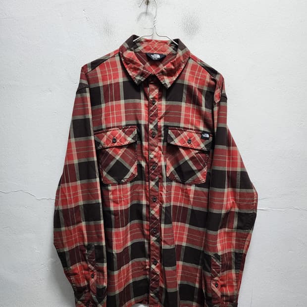 노스페이스 레드 체크 남방 