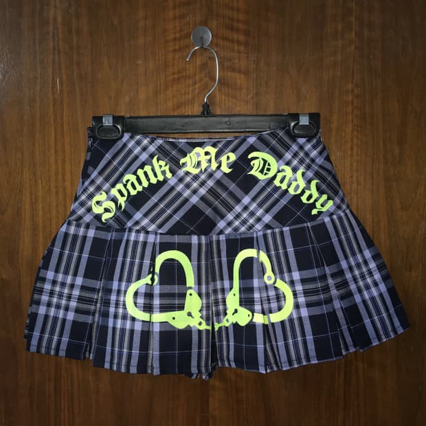 Srrybabe 체크 플리츠 스커트 팬츠