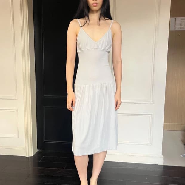Amabe Ribbed Waist Strap Dress 
