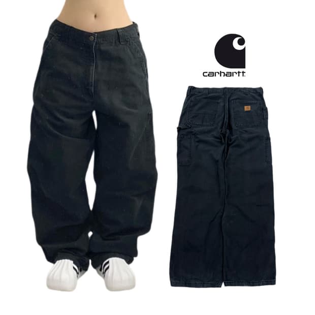 칼하트 OG 가죽패치 카펜터 와이드 워크팬츠 블랙
