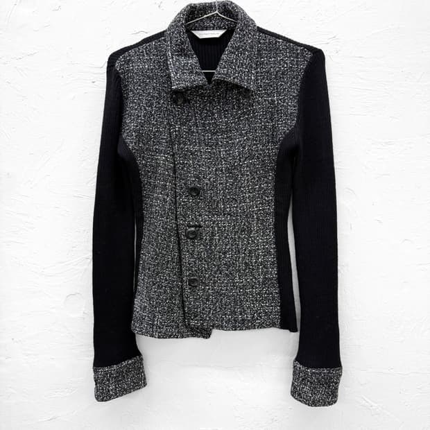 espritmur 버튼 트위드 니트 자켓