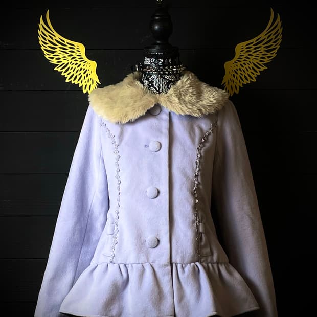 AXES FEMME 엑시즈팜 아이시블루 리본 레이스 퍼 코트