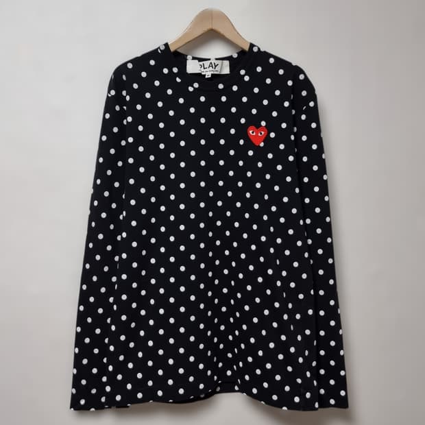 꼼데가르송 폴카 닷 레드 하트 롱슬리브 95