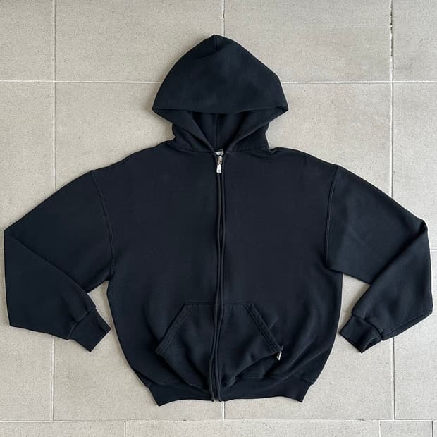 90s 빈티지 러셀 후드집업 블랙 M