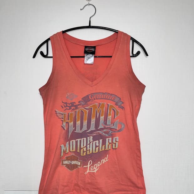 harley davidson salmon v-neck sleevelss