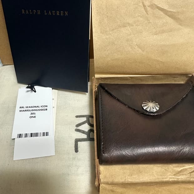 더블알엘 콘초 레더 월렛 다크 브라운