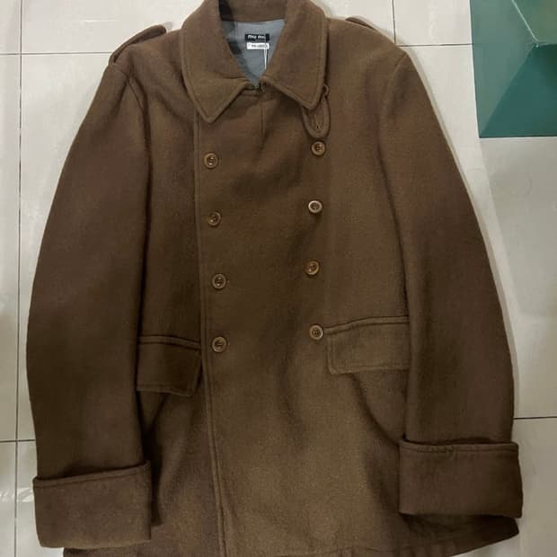 Miu Miu 00s 남성복 울 밀리터리 더블 브레스티드 코트
