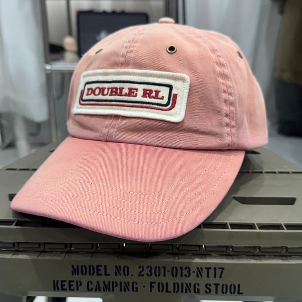 RRL 25주년 한정 패치 가죽 스트랩 볼캡 (페이디드 핑크/버건디)