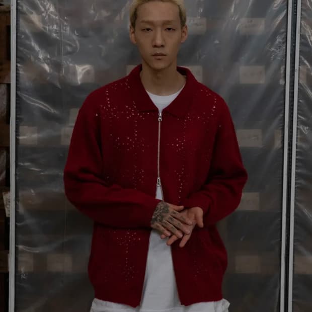 엑스톤즈 XTK020 펀칭 니트 집업 (BRICK)