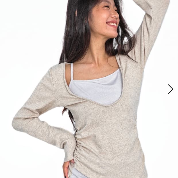 새상품) 오운서 올드메모리 레이어드 롱슬리브 아이보리