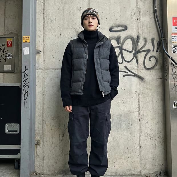 빈폴 맨즈 울혼방 덕다운 패딩 조끼