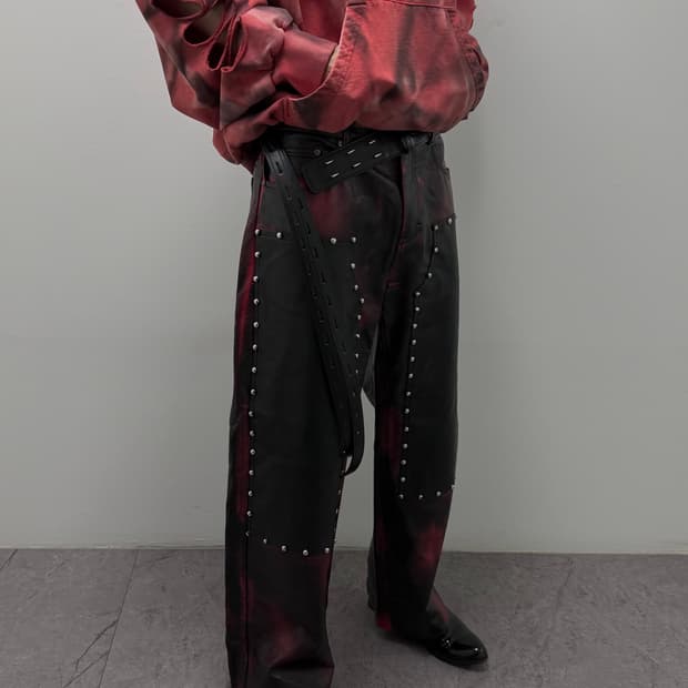 VTG FAUX-LEATHER WASHED TROUSERS