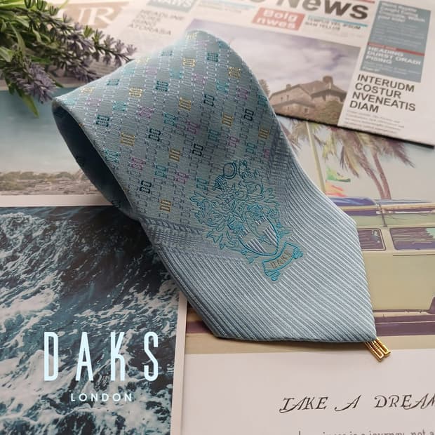 닥스 실크 스카이블루 자카드 넥타이 10.1cm A등급 A18719
