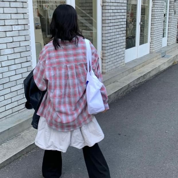 레트로 포켓 체크 셔츠