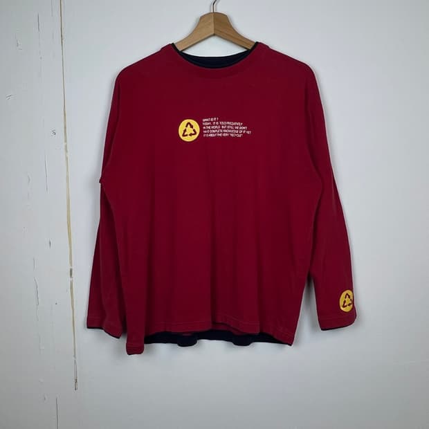 PANHARD 레드 프린팅 긴팔 티셔츠 L