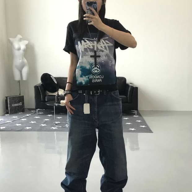 00s 스투시 STUSSY 월드투어 클라우드 반팔 티셔츠 