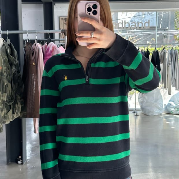 폴로랄프로렌 스트라이프 하프넥 긴팔집업