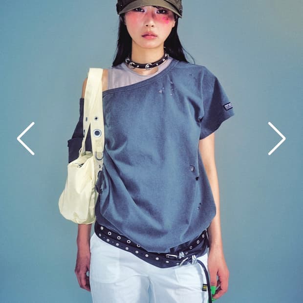 LEON DAMAGE CUT-OUT BOX T-SHIRT CHARCOAL