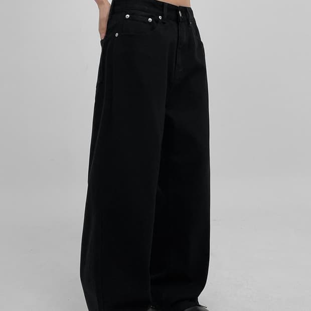블랙업 솔드 와이드 코튼 팬츠