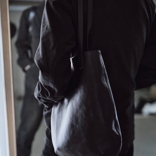 [OS] textured leather tote bag