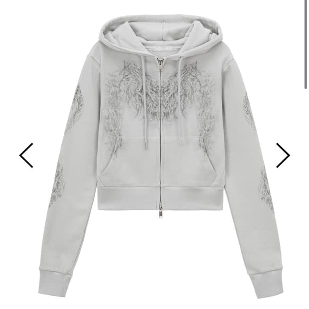 허그유어스킨 스컬리 크롭 후드집업 그레이