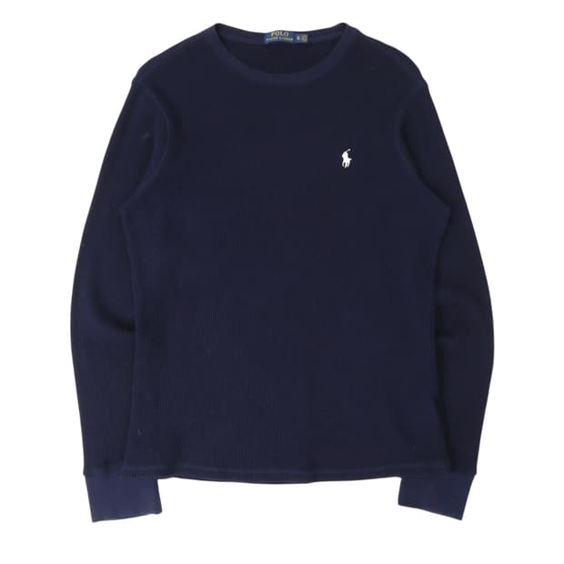 폴로 랄프로렌 네이비 화이트포니 와플 롱슬리브 티