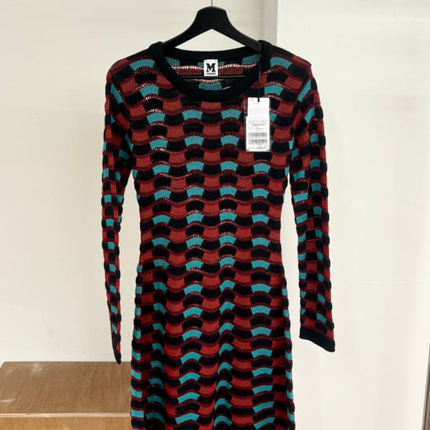 미쏘니 크로셰 니트 혼방 미니 드레스