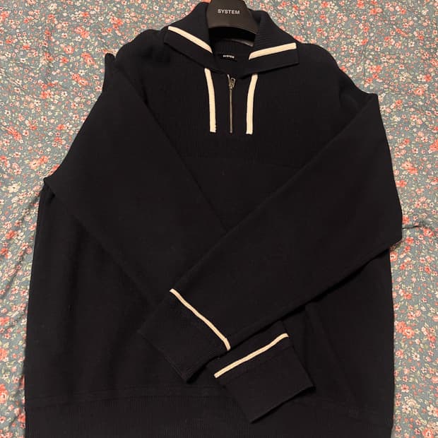 시스템옴므 라인울 니트집업 