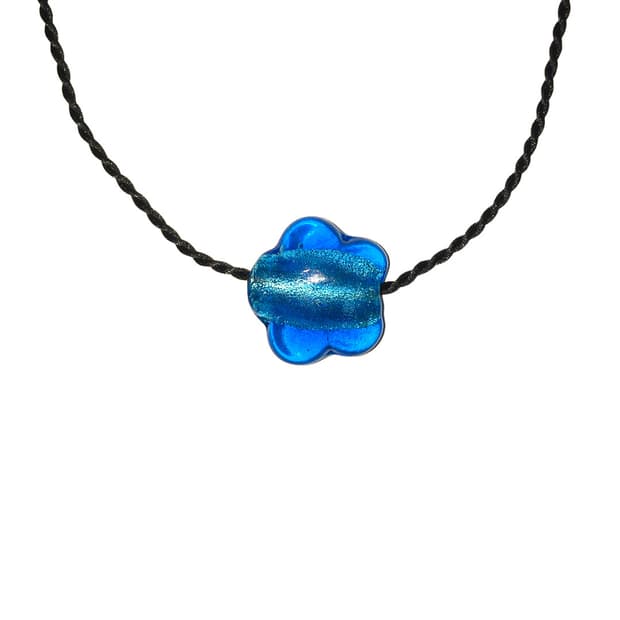glass blue flower necklace