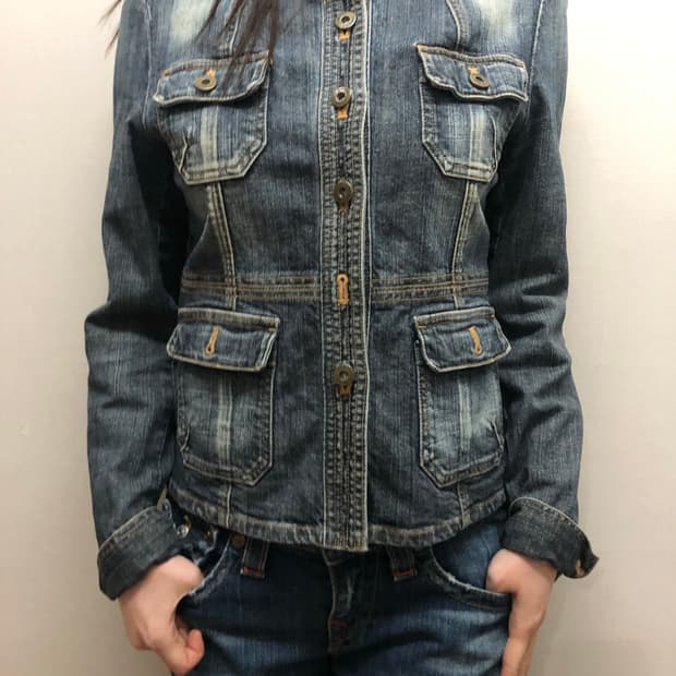 빈티지 톰보이 데님 포켓 워싱 자켓